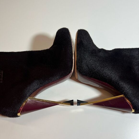 💞 Diane Von Furstenberg Lis Runway Black Calf Hair Ankle Stiletto Booties 7.5 - Picture 13 of 16